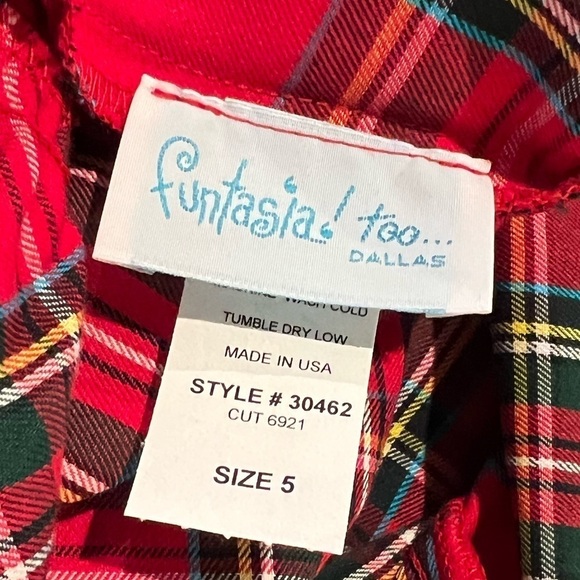 FUNTASIA TOO Tartan Plaid Christmas Santa Ruffle Sleeveless Dress Size 5 - Picture 7 of 8